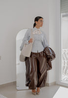 ELISABETTA FRANCHI Camicia a manica lunga celeste da donna con cravatta CA09156E2 EF5 ELISABETTA FRANCHI 