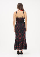 MAR DE MARGARITAS Abito midi Denise nero da donna con micro stampa floreale rossa MMABW01564 NE134 Mar de margaritas 