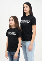 DSQUARED2 T-shirt a manica corta nera per donna e bambina con maxi stampa logo lettering DQ1832D0A4C DQ900 DSQUARED2 