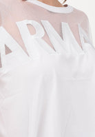 ARMANI EXCHANGE T-shirt a manica corta bianca da donna con inserto in tulle trasparente XW002332AF10356 U0002 ARMANI EXCHANGE 