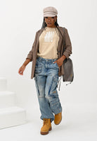 ONLY Giacca monopetto beige da donna con stampa pied de poule 15353566 DecadentChocolate ONLY 