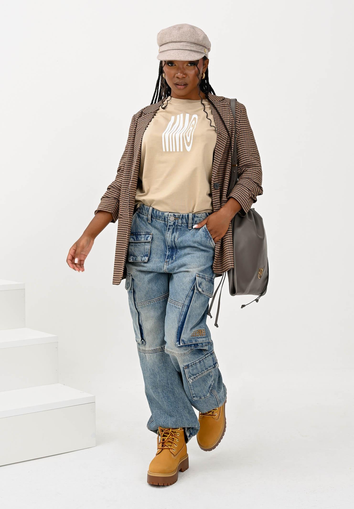 ONLY Giacca monopetto beige da donna con stampa pied de poule 15353566 DecadentChocolate ONLY 