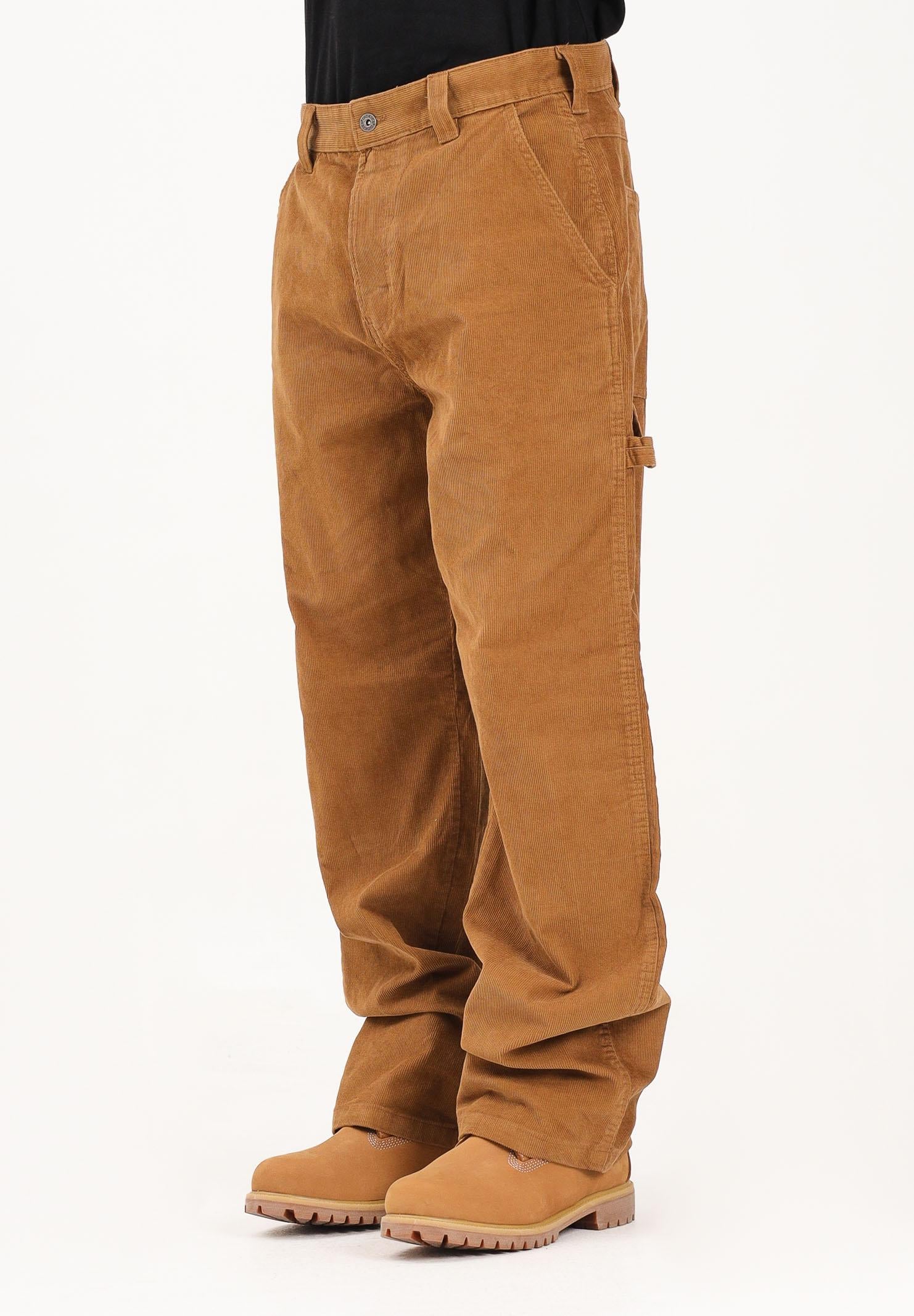 DICKIES pantaloni corduroy carpenter marrone in velluto da uomo a coste dalla vestibilità larga e dal taglio a gamba larga. DK0A863V0BD1  DIckies 