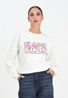 GCDS Felpa girocollo bianca per donna e ragazze con stampa in strass B2JW1532BA5 15 GCDS 