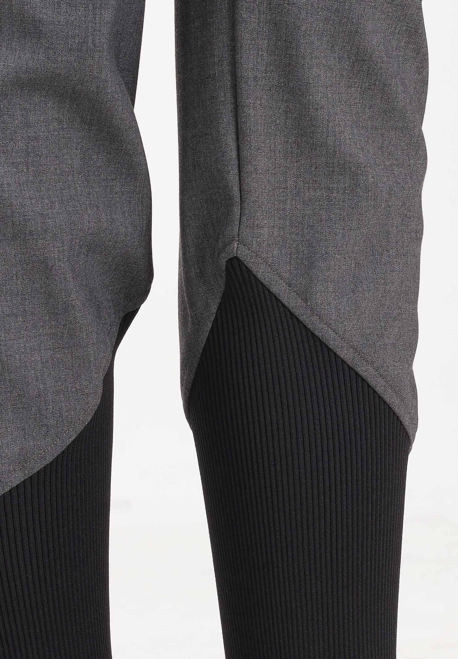 PINKO Pantalone elegante grigio da donna con inserto in maglia nera a costine 106120A2ZT I90 PINKO 