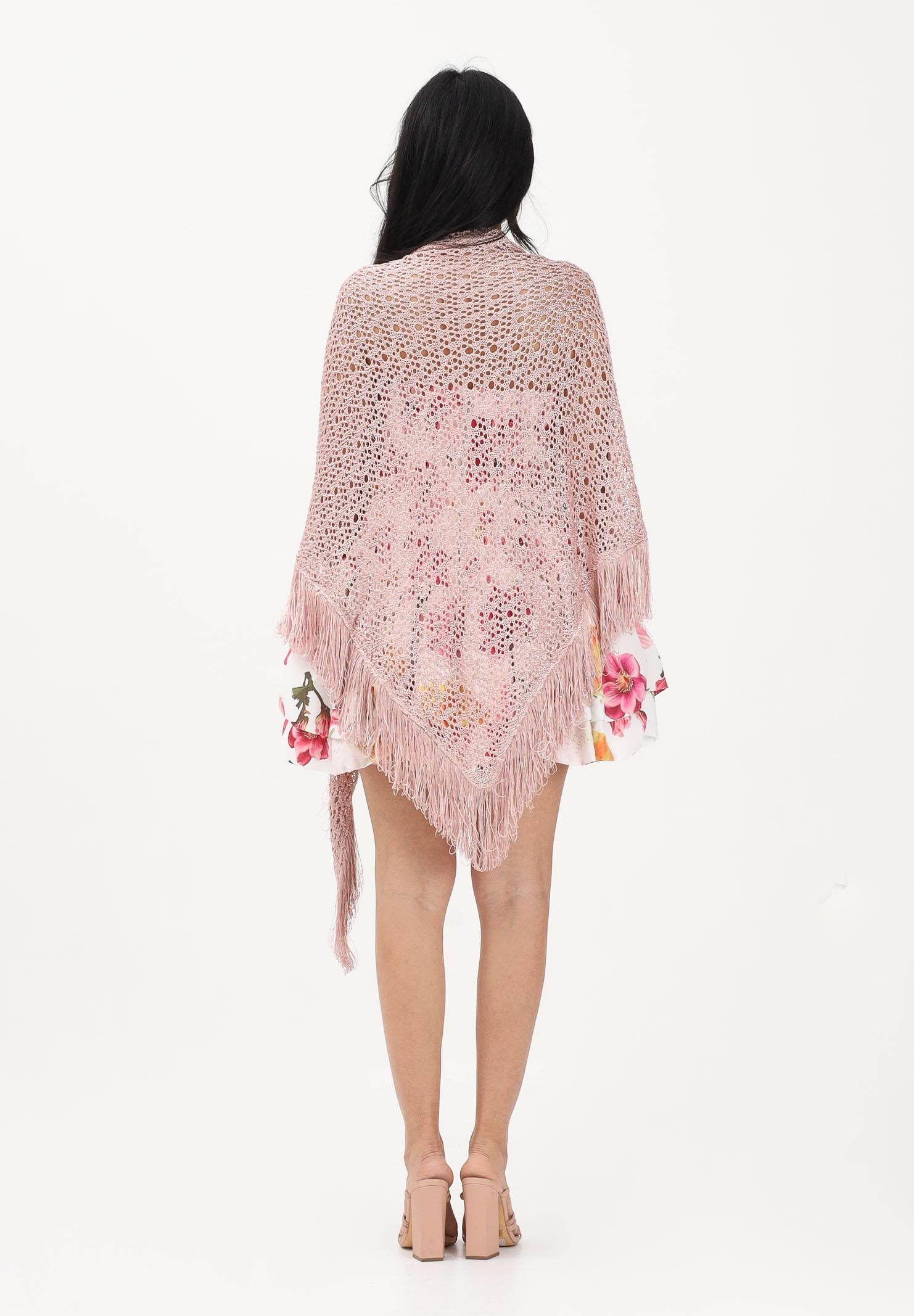 SIMONA CORSELLINI Stola in maglia rosa da donna con frange P26CPSLO0301 V0697 SIMONA CORSELLINI 