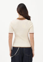 ONLY Polo in maglia a maniche corte beige da donna con colletto a contrasto 15363165 Gr ONLY 