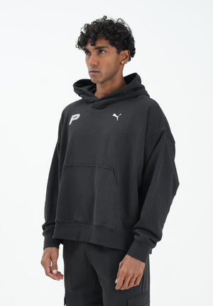 PUMA Felpa con cappuccio nera da uomo con logo stampato 632078 01 PUMA 