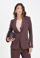 ELISABETTA FRANCHI Giacca monopetto bordeaux da donna con dettagli gioiello GI17556E2 EA4 ELISABETTA FRANCHI 
