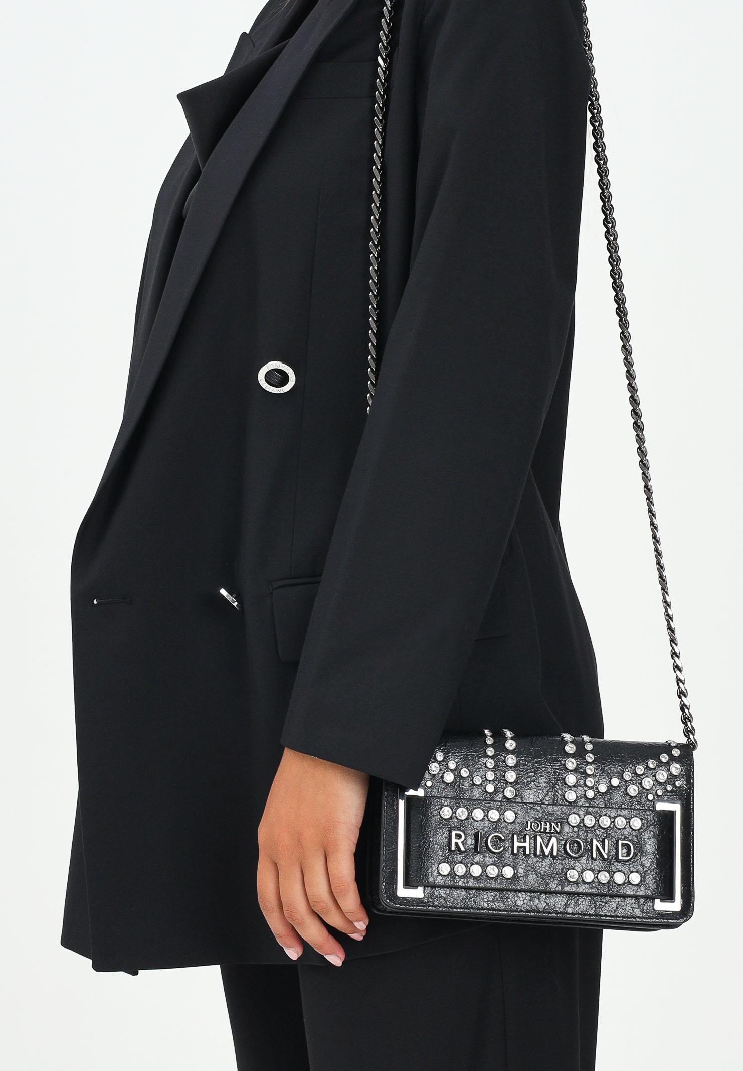RICHMOND Borsa a tracolla nera da donna con borchie e logo RWA25235BO BL RICHMOND 