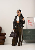 VICOLO Giubbotto di pelle marrone da donna TF0272 FU691 VICOLO 