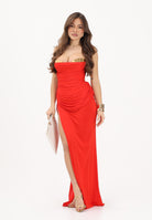 ELISABETTA FRANCHI Abito lungo rosso da donna con coppe in metallo ABR3562E2 FG2 ELISABETTA FRANCHI 