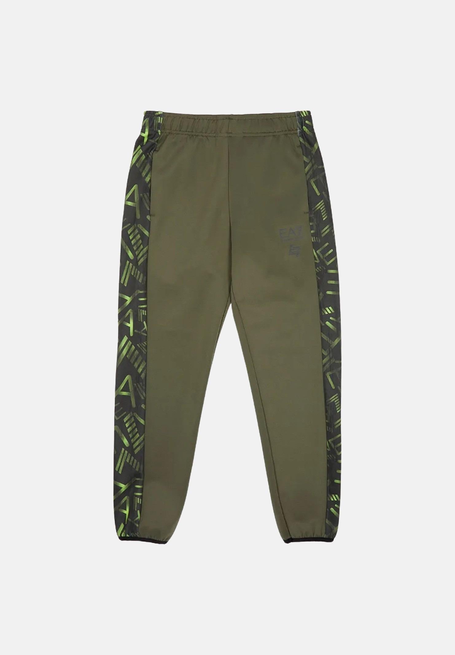 EA7 Pantalone sportivo verde oliva da bambino con bande laterali logate 7B000148AF17999 U8100 EA7 