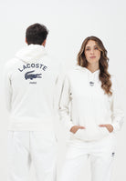 LACOSTE Felpa con cappuccio bianca per uomo e donna con stampa SH2740 70V LACOSTE 