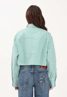 CALVIN KLEIN JEANS Camicia a manica lunga bianca e verde da donna con motivo a righe LV00QS7605 4ZF CALVIN KLEIN JEANS 