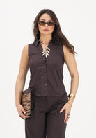 JDY Camicia smanicata marrone da donna 15367067 CHTO JDY 