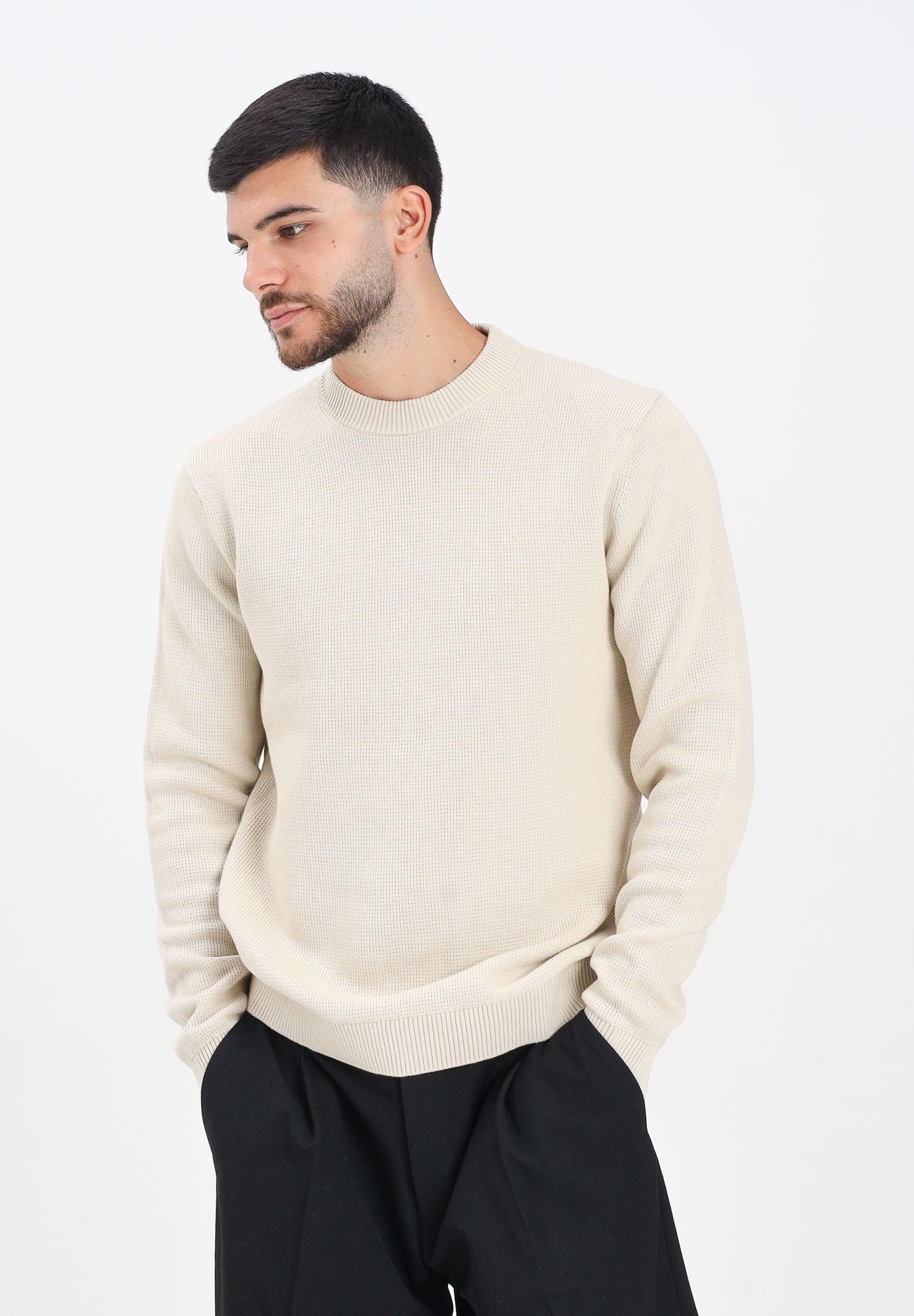 SELECTED HOMME Maglioncino girocollo beige da uomo 16092599 Oatmeal SELECTED HOMME 