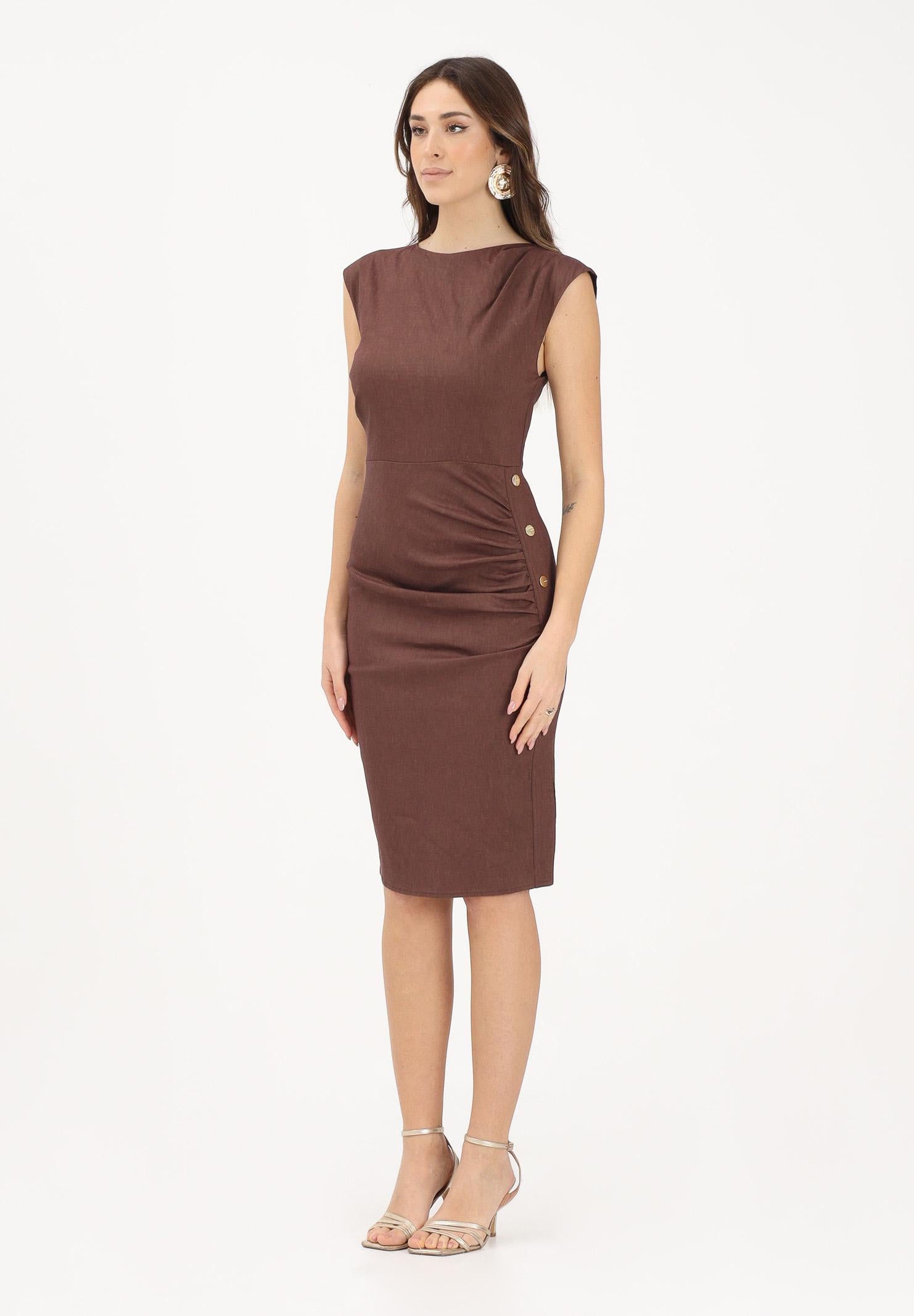 PINKO Women's brown linen midi dress