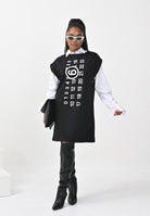 MAISON MARGIELA Abito corto nero per donna e ragazze con maxi logo M60850MM02X M6900 MAISON MARGIELA 