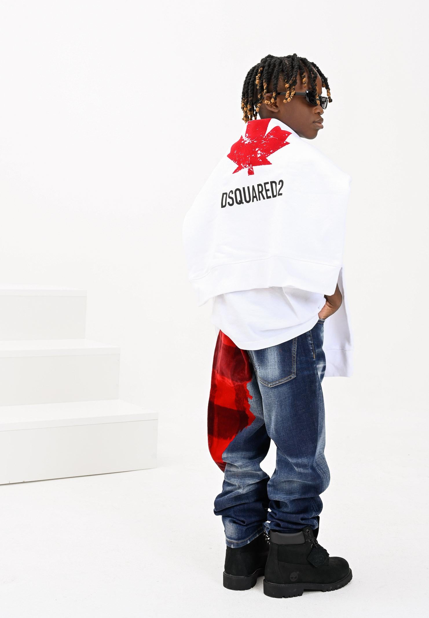 DSQUARED2 Jeans per donna, ragazzi e bambini in denim blu sfumato con stampa digitale DQ3101D0AEK DQ01 DSQUARED2 