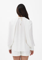 ELISABETTA FRANCHI Blusa avorio da donna con dettaglio gioiello CA12961E2 360 ELISABETTA FRANCHI 