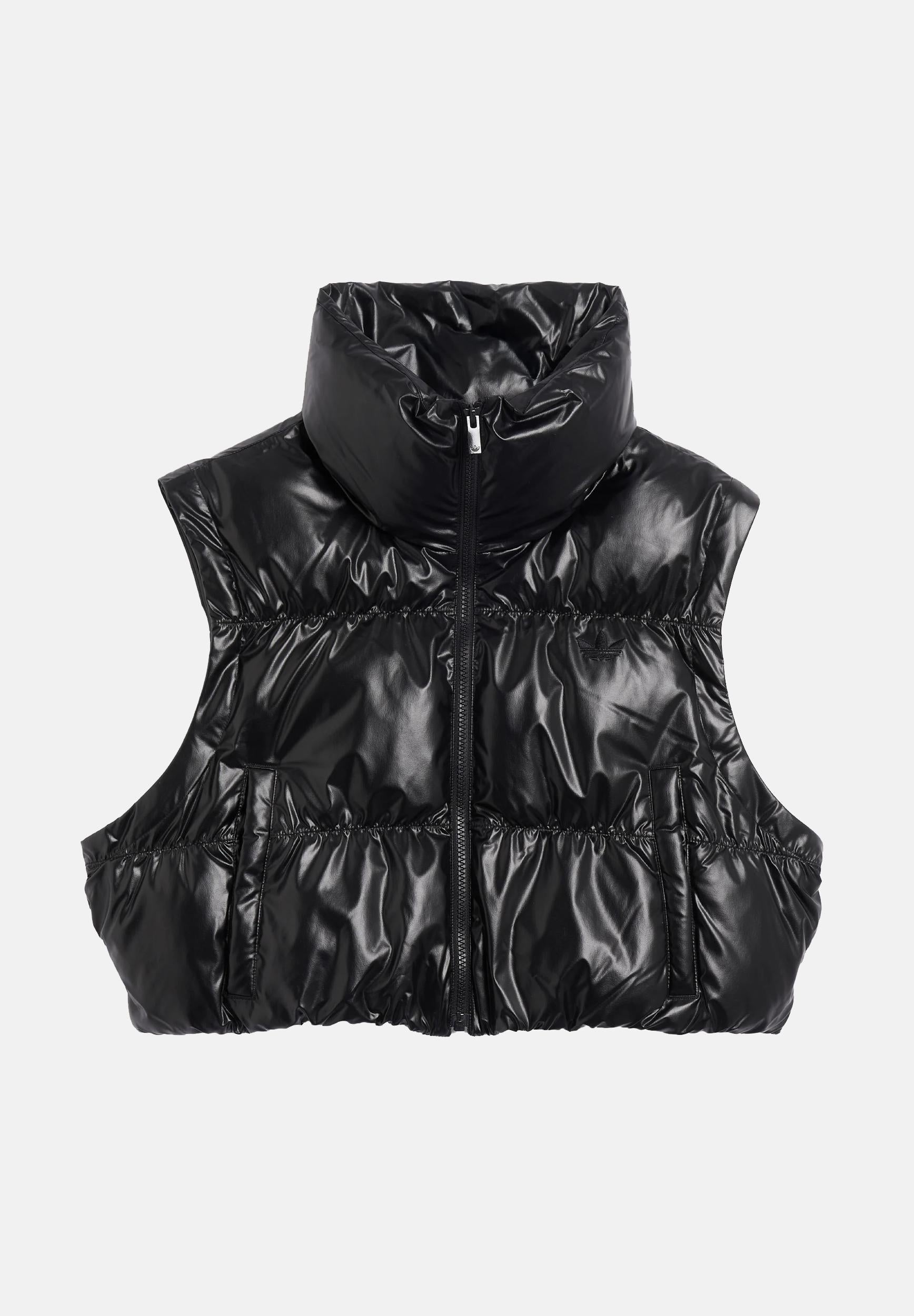 ADIDAS ORIGNALS Piumino croppato Essentials Glossy 2-In-1 nero da donna JX2988 . ADIDAS ORIGINALS 