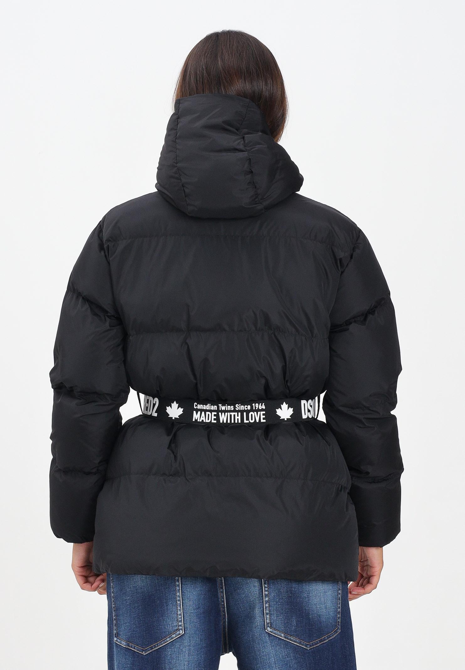 DSQUARED2 Piumino nero per donna e bambina con cintura logata DQ2439D00BN DQ900 DSQUARED2 
