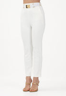 ELISABETTA FRANCHI Pantalone elegante bianco da donna con cintura PA13261E2 360 ELISABETTA FRANCHI 