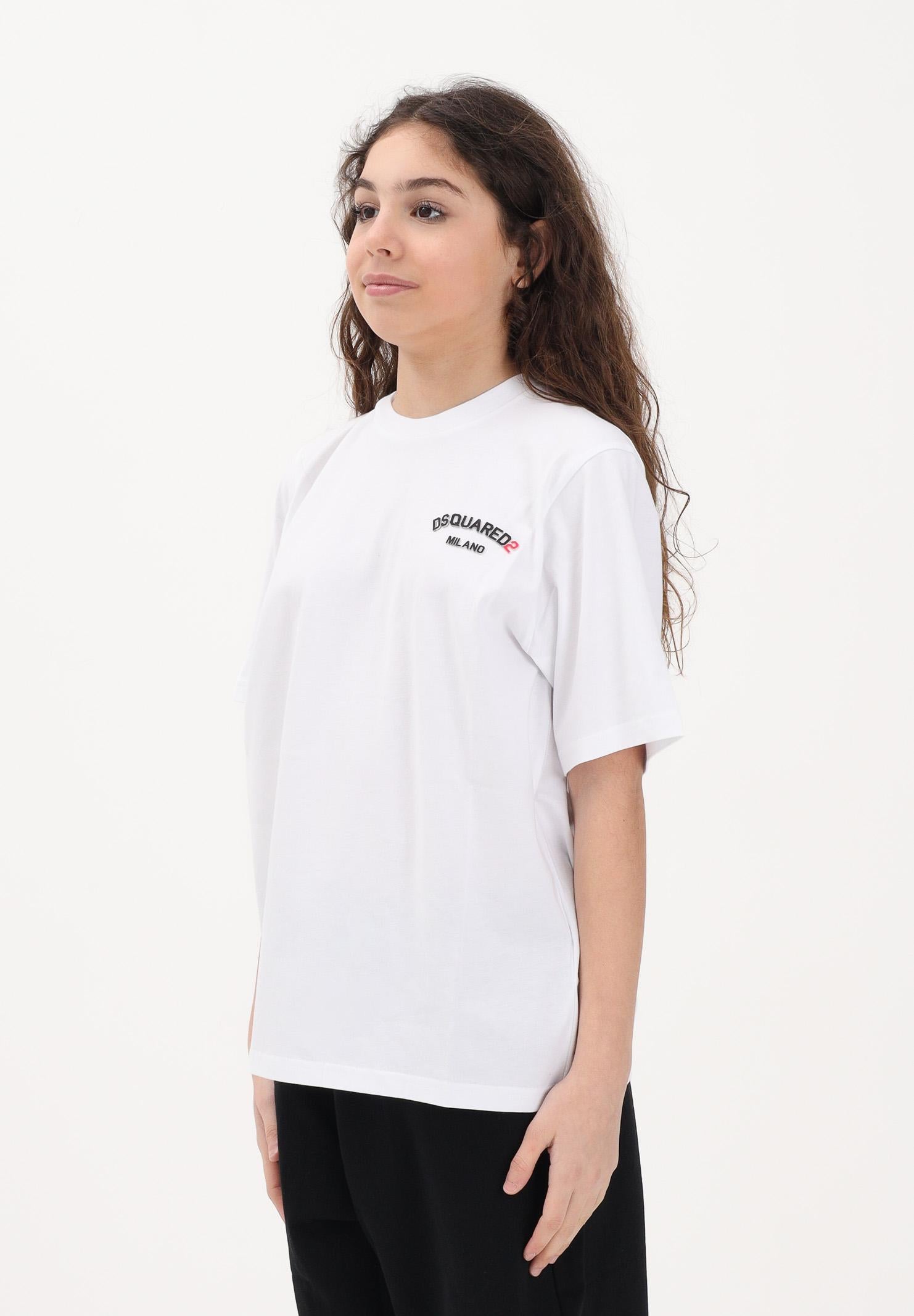 DSQUARED2 T-shirt a manica corta bianca per donna, ragazzi e bambini con logo DQ3169D0AAP DQ100 DSQUARED2 