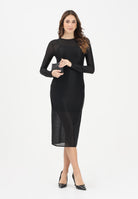 CALVIN KLEIN JEANS Abito midi nero da donna con fettuccia con emblem logo all-over LV047E229GUB1 . CALVIN KLEIN JEANS 