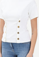 ELISABETTA FRANCHI T-shirt a manica corta bianca da donna con applicazioni di bottoni decorativi MA00461E2 270 ELISABETTA FRANCHI 