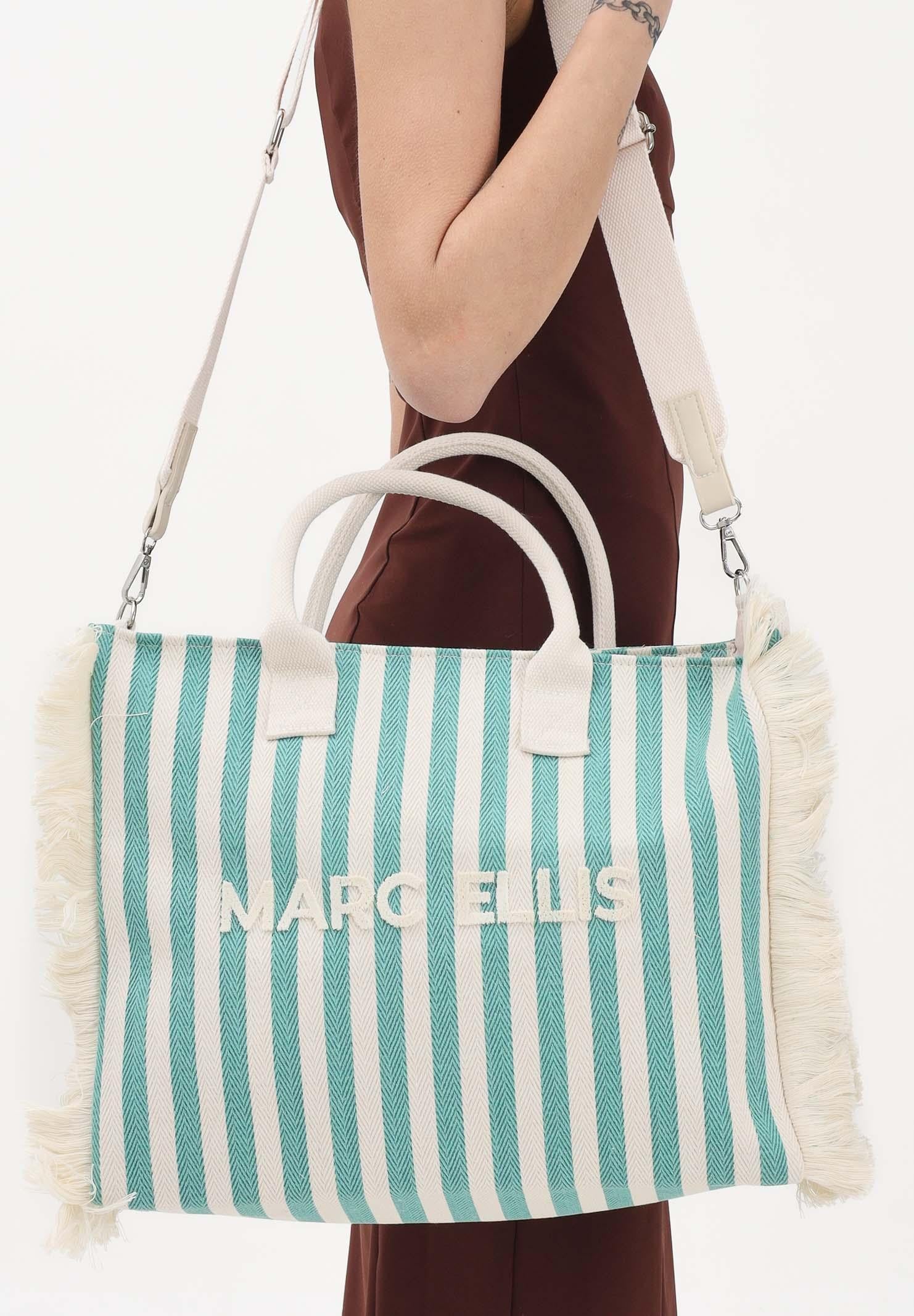 MARC ELLIS Borsa mare verde e panna da donna con motivo a righe e logo BUBY-S-JOAN SOGR MARC ELLIS 