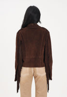 VICOLO Giubbotto moro da donna in morbido suede con frange TAB0172 ABU68 VICOLO 