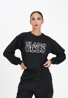 GCDS Felpa girocollo nera per donna e ragazze con stampa in strass B2JW1532BA5 99 GCDS 