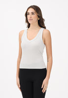 VICOLO Canotta argento da donna realizzata in un tessuto lavorato con filato lamé UF0060 AR VICOLO 