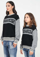 Maglioncino girocollo grigio e nero per donna e bambina con ricamo logo DQ2452D0A9R DQ900 DSQUARED2 