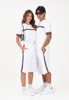 GCDS Shorts sportivo bianco per uomo e donna con bande laterali C1MEQL214F004 100B GCDS 