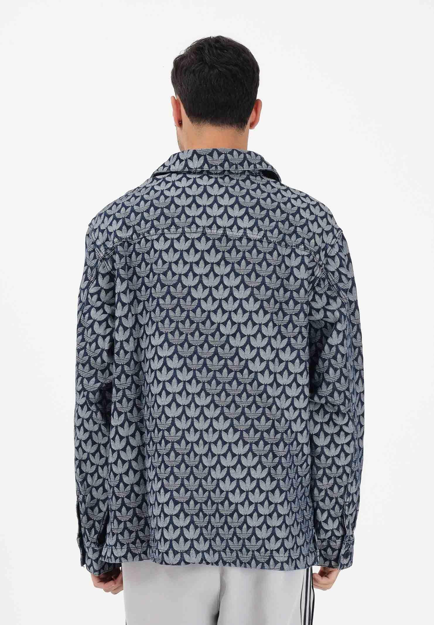 ADIDAS ORIGINALS Camicia a manica lunga in denim blu da uomo con motivo monogramma KD0397 . ADIDAS ORIGINALS 