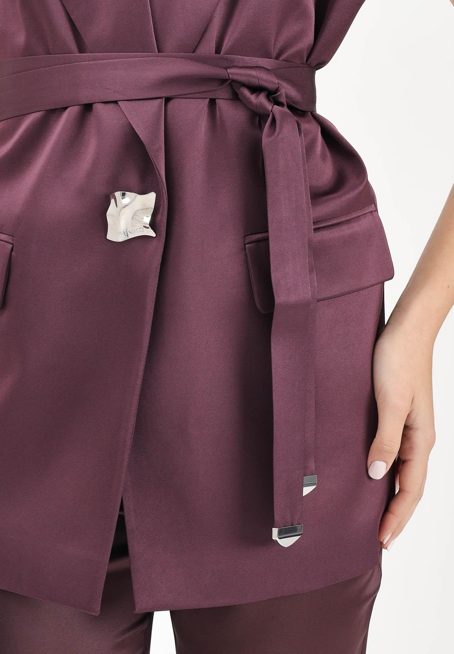 PINKO Gilet bordeaux da donna in satin 106585A1Y5 R57 PINKO 