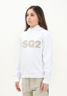 Felpa con cappuccio bianca per donna, ragazzi e bambini rifinita da ricamo logo DQ2750D0094 DQ100 DSQUARED2 