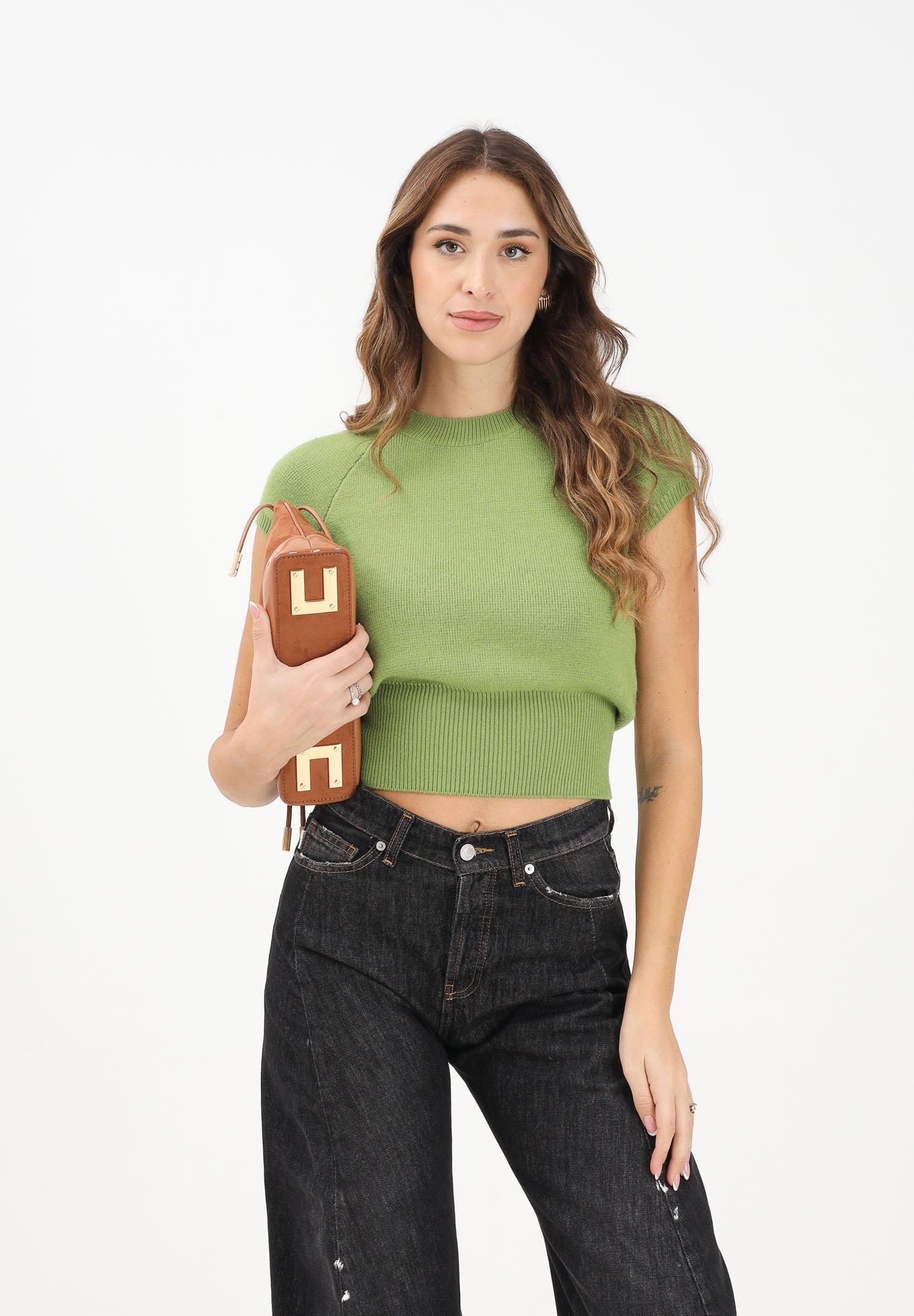 VICOLO Maglioncino verde da donna con maniche corte e scollo tondo 77244F VE VICOLO 