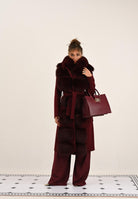 YES LONDON Cappotto bordeaux da donna con dettagli in vera pelliccia di volpe CD1207 BDX YES LONDON 