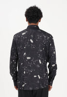I'M BRIAN Camicia a manica lunga nera da uomo con stampa effetto splatter CA3618 0028 I'M BRIAN 