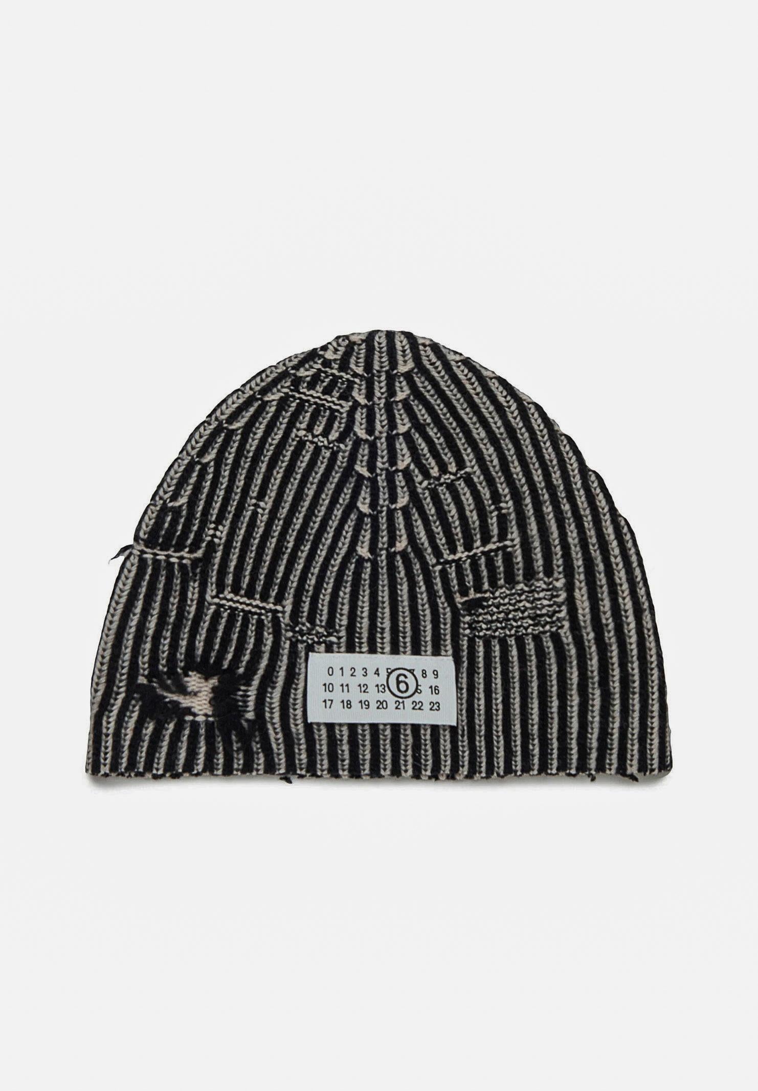 MAISON MARGIELA Berretto per uomo e donna  in lana a coste a coste bicolor con Numeric logo M60913MM06K M6C39 MAISON MARGIELA 