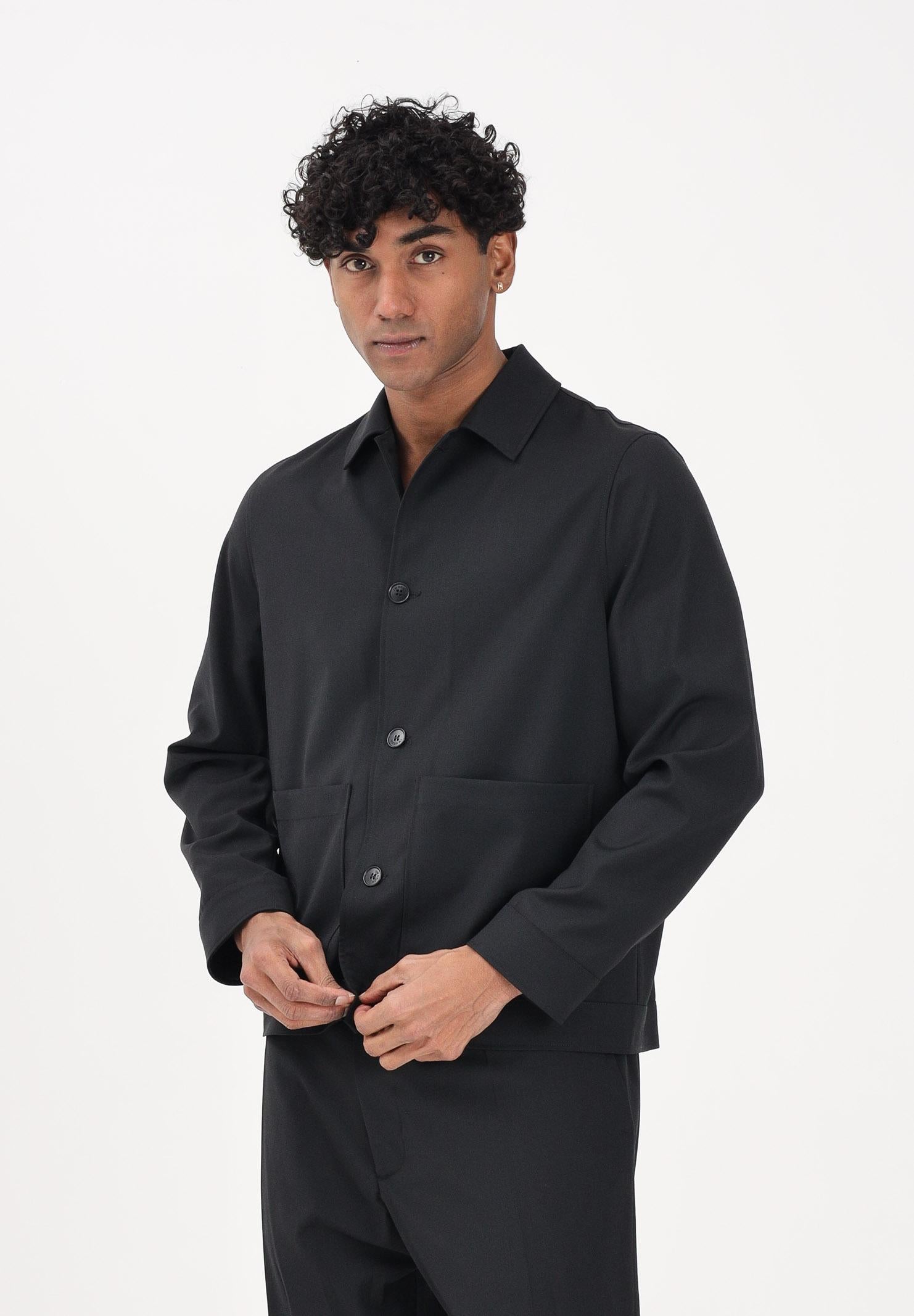 I'M BRIAN Camicia a manica lunga nero da uomo con tasche GIU3670 009 I'M BRIAN 