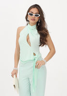 PATRIZIA PEPE Top verde acqua da donna con drappeggio e nodo laterale 2M4527J333 G632 PATRIZIA PEPE 