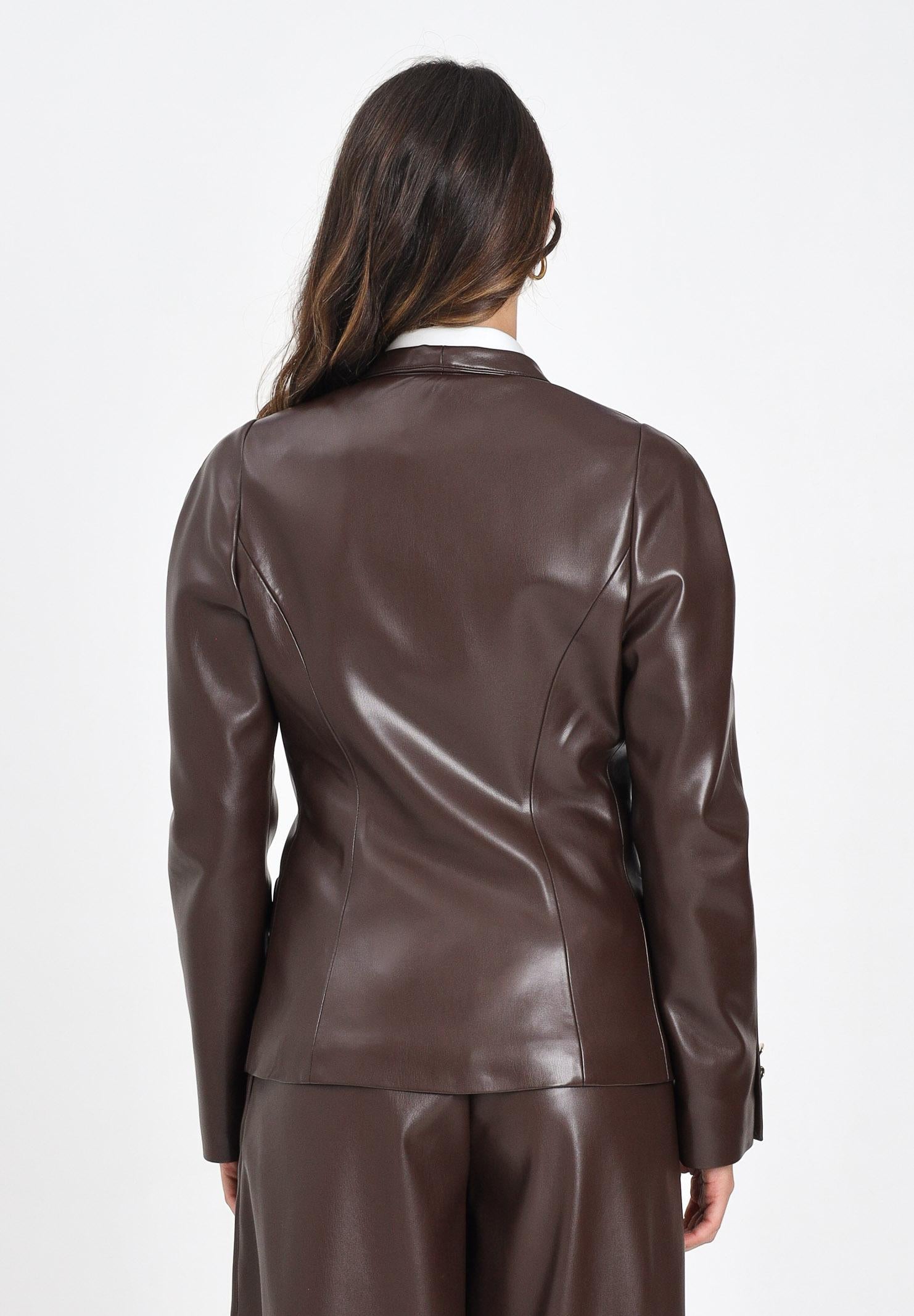 SIMONA CORSELLINI Giacca in eco-pelle color cioccolato da donna A25CPGI00601-C00010 V0746 SIMONA CORSELLINI 