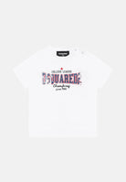 T-shirt bianca da neonato con stampa logo DQ2855D0ACD DQ100 DSQUARED2 