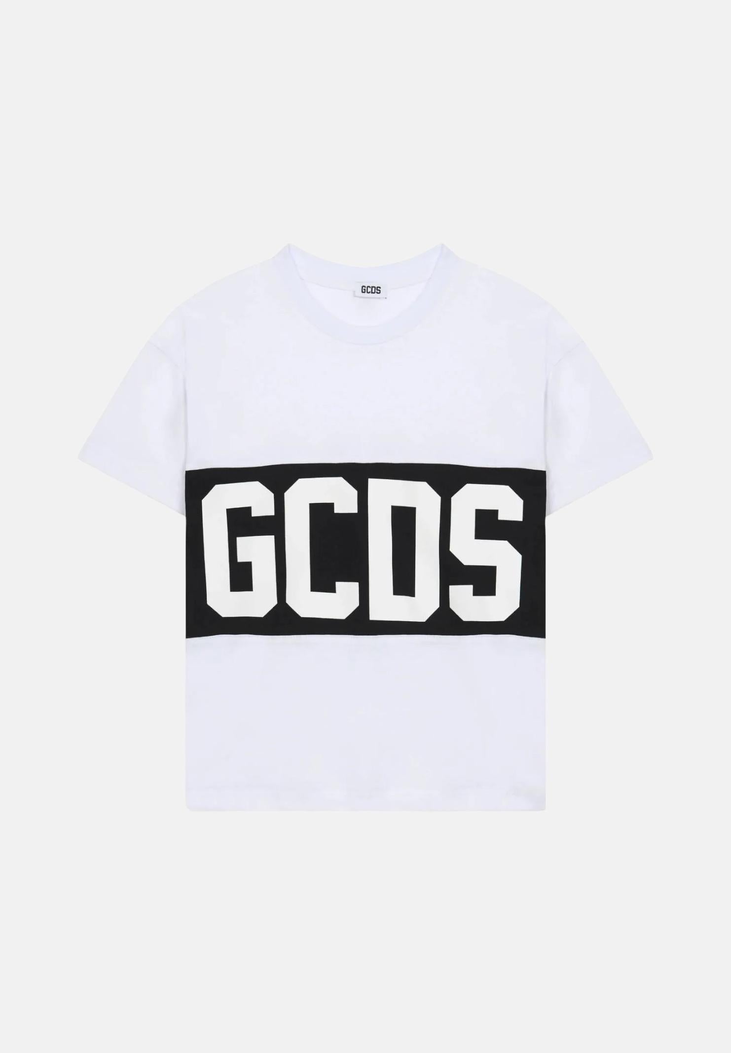 GCDS T-shirt a manica corta nera per donna, ragazzi e bambini con stampa logo Z0UJQC585J105 157B GCDS 