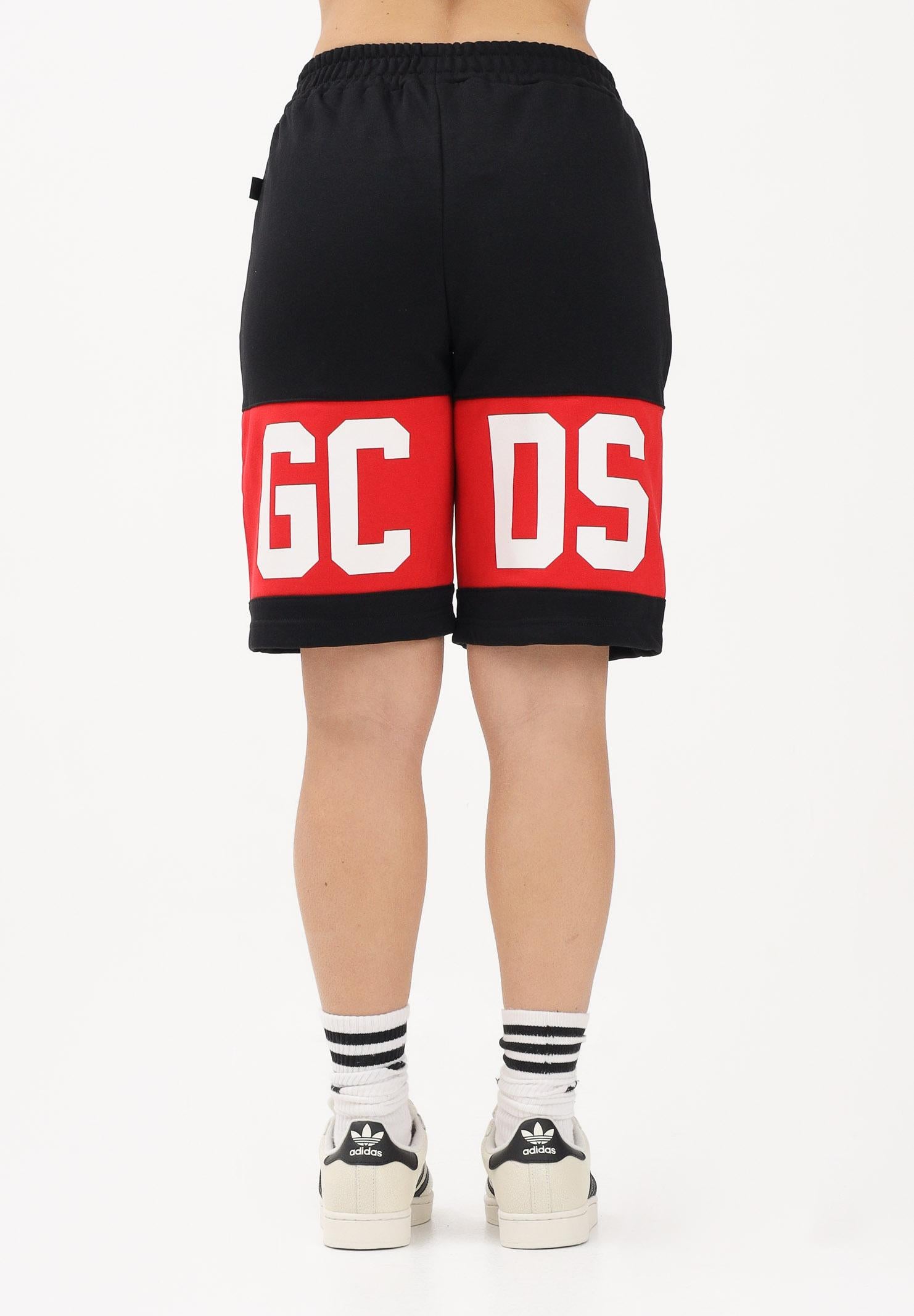 GCDS Shorts sportivo nero per donna, ragazzi e bambini con stampa logo Z0UJQL589F004 999R GCDS 